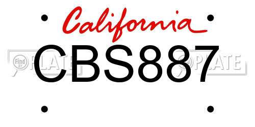 CBS887 California License Plate