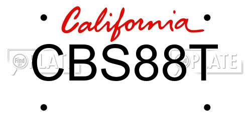 CBS88T California License Plate