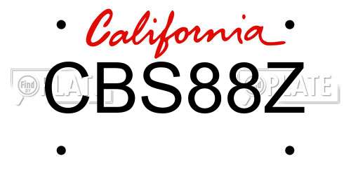 CBS88Z California License Plate