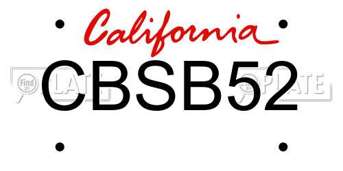 CBSB52 California License Plate
