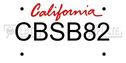 CBSB82 California License Plate