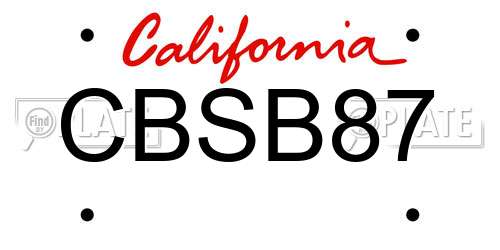 CBSB87 California License Plate