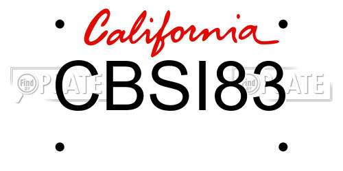 CBSI83 California License Plate