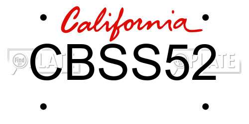 CBSS52 California License Plate