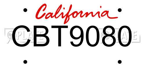 CBT9080 California License Plate