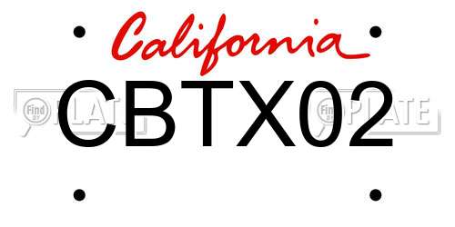 CBTX02 California License Plate
