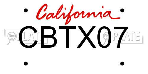 CBTX07 California License Plate