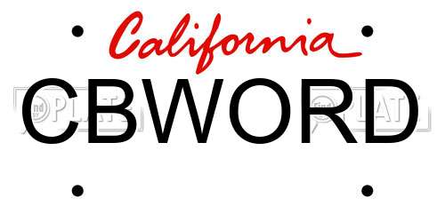 CBWORD California License Plate