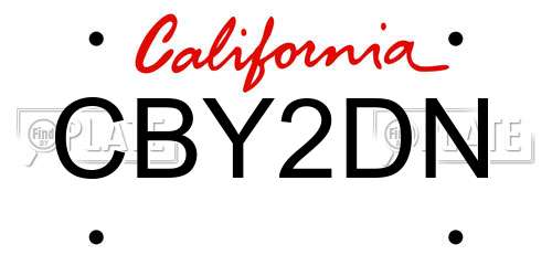 CBY2DN California License Plate