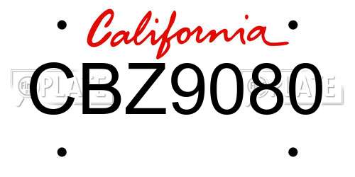 CBZ9080 California License Plate