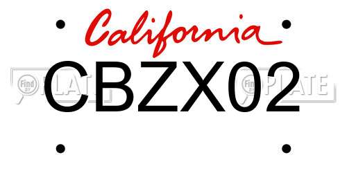 CBZX02 California License Plate