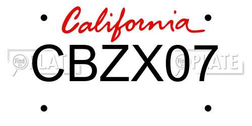 CBZX07 California License Plate