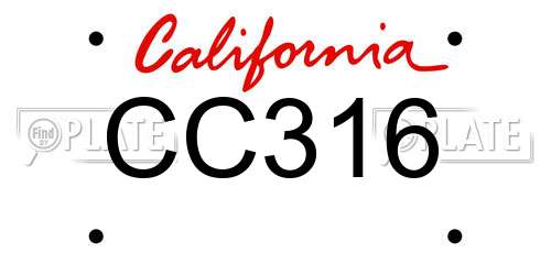 CC316 California License Plate