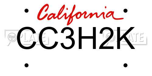 CC3H2K California License Plate