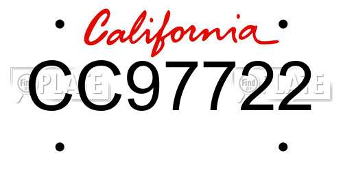 CC97722 California License Plate