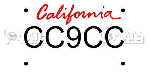 CC9CC California License Plate