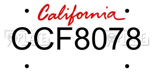CCF8078 California License Plate
