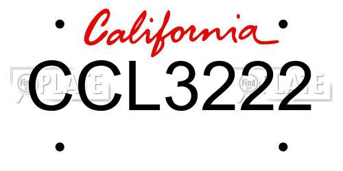CCL3222 California License Plate