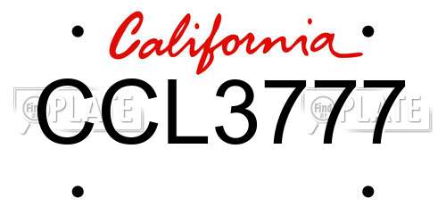 CCL3777 California License Plate