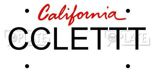 CCLETTT California License Plate