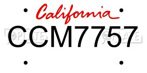 CCM7757 California License Plate
