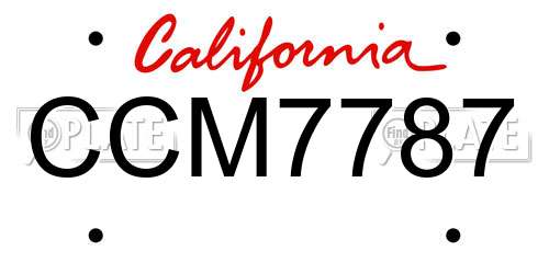CCM7787 California License Plate