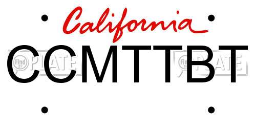 CCMTTBT California License Plate