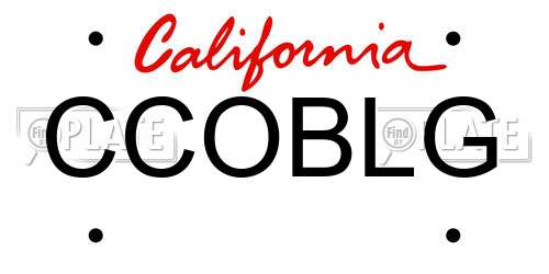 CCOBLG California License Plate