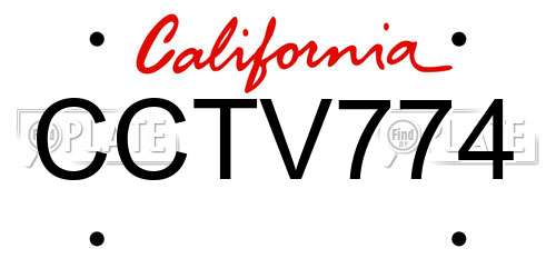 CCTV774 California License Plate