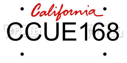 CCUE168 California License Plate