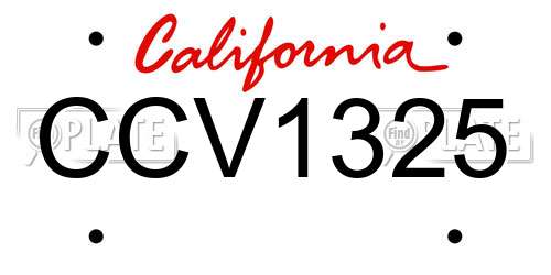 CCV1325 California License Plate