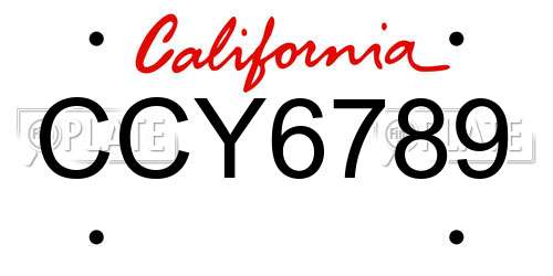 CCY6789 California License Plate