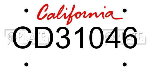 CD31046 California License Plate