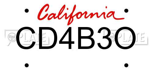 CD4B3O California License Plate