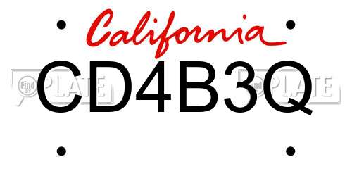 CD4B3Q California License Plate