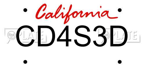 CD4S3D California License Plate