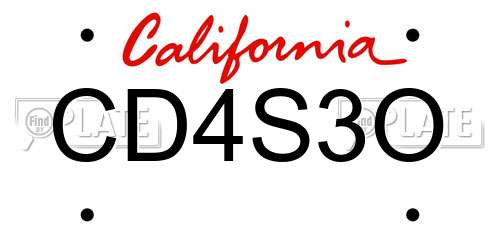 CD4S3O California License Plate