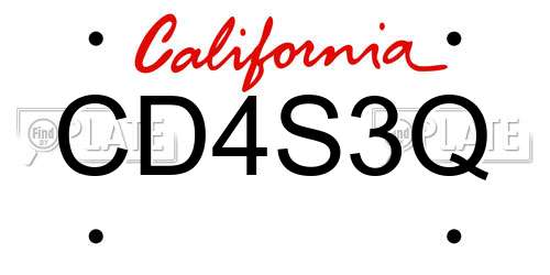 CD4S3Q California License Plate