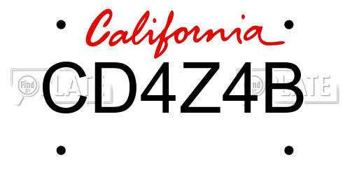 CD4Z4B California License Plate