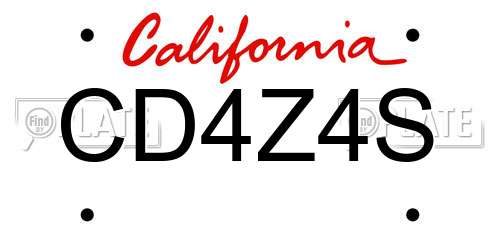 CD4Z4S California License Plate
