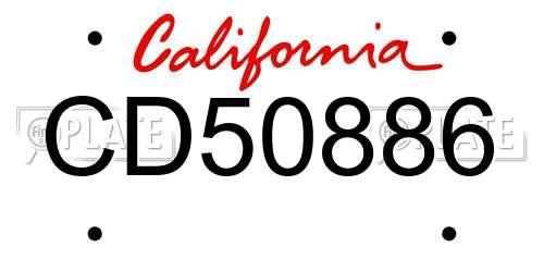 CD50886 California License Plate
