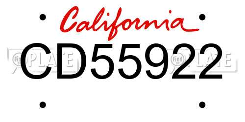 CD55922 California License Plate