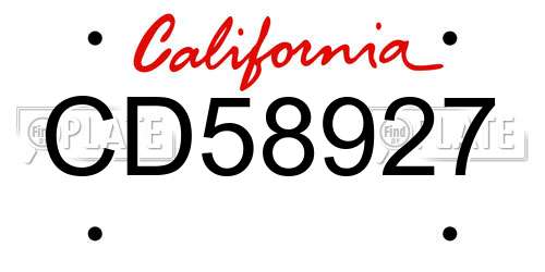 CD58927 California License Plate
