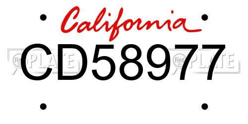 CD58977 California License Plate