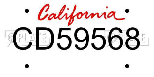 CD59568 California License Plate
