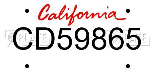 CD59865 California License Plate