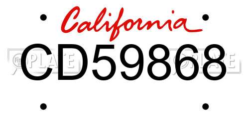 CD59868 California License Plate