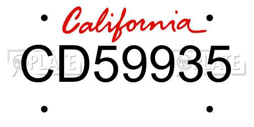CD59935 California License Plate