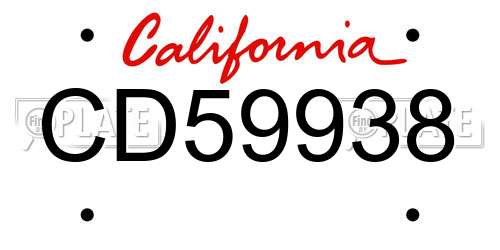 CD59938 California License Plate