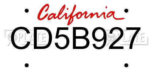 CD5B927 California License Plate